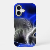 Mystiek Blauw Abstract Glowing Cat iPhone 16 Hoesje (Achterkant)
