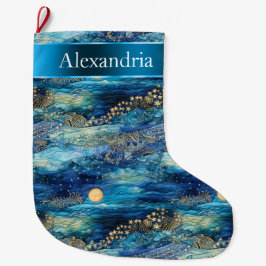 Mystiek Blauw Goud Kerstnaam Grote Kerstsok