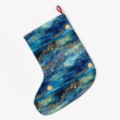 Mystiek Blauw Goud Kerstnaam Grote Kerstsok (Achterkant (Hangend))