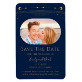 Mystiek Blauw Goud Zon Maan Star Save The Date Magneet (Verticaal)