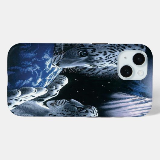 Mystiek blauw kosmisch sneeuwluipaard Case-Mate iPhone case (Achterkant (horizontaal))
