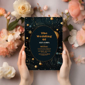Mystiek Blauw Midnight Goud Hemelse Bruiloft Kaart