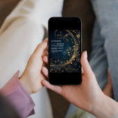 Mystiek Blauw Midnight Goud Hemelse Bruiloft Kaart