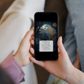 Mystiek Blauw Midnight Goud Hemelse Bruiloft Kaart