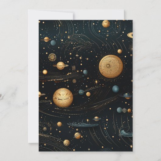 Mystiek Blauw Midnight Goud Hemelse Bruiloft Kaart (Achterkant)