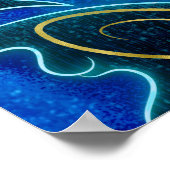 Mystiek Blauw Neon Ocean Kelpie Patroon Poster (Hoek)