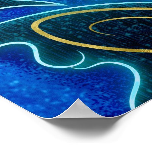 Mystiek Blauw Neon Ocean Kelpie Patroon Poster (Hoek)