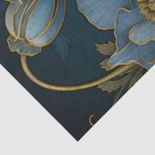 Mystiek Blauw Poppies Decoupage Tissuepapier (Detail)