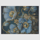 Mystiek Blauw Poppies Decoupage Tissuepapier (Voorkant)