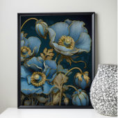 Mystiek Blauw Poppies Decoupage Tissuepapier