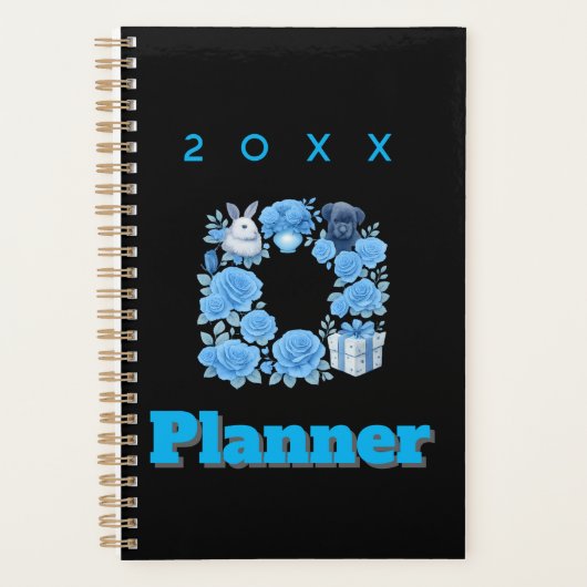 Mystiek Blauw Roos Bloei Stijlvolle Botanische Age Planner (Voorkant)