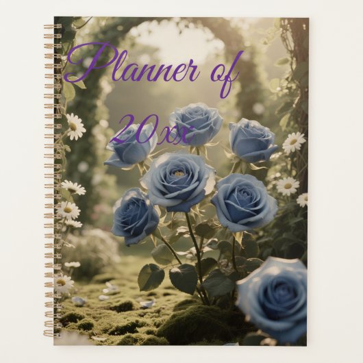 Mystiek Blauw Roos Bloei Stijlvolle Botanische Age Planner (Voorkant)