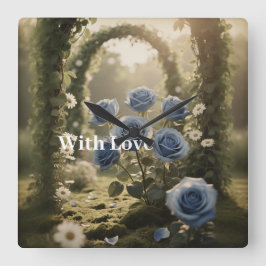 Mystiek Blauw Roos Tijdloze Heirloom Gift Floral Vierkante Klok