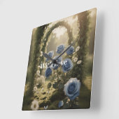 Mystiek Blauw Roos Tijdloze Heirloom Gift Floral Vierkante Klok (Hoek)