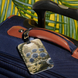 Mystiek Blauw Roos – Unieke Botanische Bloemen Bagagelabel