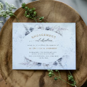 Mystiek Blauw Winter Bloemen Verloving Uitnodiging