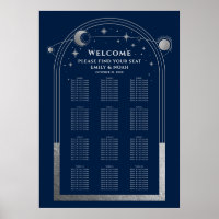 Mystiek Blauw Zilver Zon Maan Sterren Bruiloft