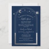 Mystiek Blauw Zilveren Zon Maan Sterren Baby showe Kaart (Voorkant)