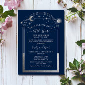 Mystiek Blauw Zilveren Zon Maan Sterren Baby showe Kaart