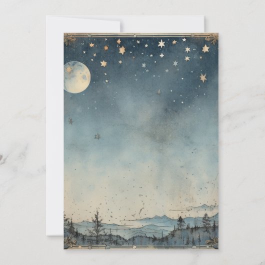  Mystiek Blauw Zon Maan bruiloft Kaart (Achterkant)