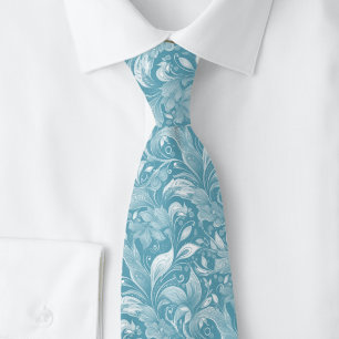 Mystiek Blauwe Botanische Batik Stropdas