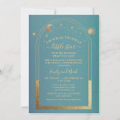 Mystiek Blauwgroen Gouden Zon Maan Sterren Baby sh Kaart (Voorkant)