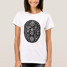 Mystiek Boho Paddenstoelontwerp – Botanische Folkl T-shirt