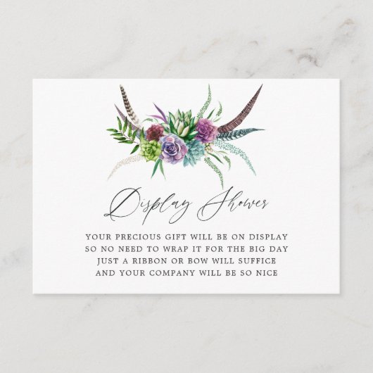 Mystiek Boho Succulent Vrijgezellenfeest Display Informatiekaartje (Voorkant)