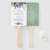 Mystiek Boho Waterverf Succulent Trouwprogramma Handwaaier (Voorkant en achterkant)