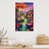 Mystiek Bos Giant Mushrooms Fantasy Art Poster (Keuken)