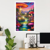 Mystiek Bos Giant Mushrooms Fantasy Art Poster (Thuiskantoor)