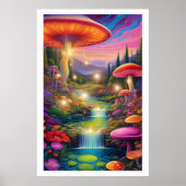 Mystiek Bos Giant Mushrooms Fantasy Art Poster (Voorkant)