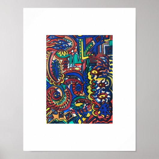 Mystiek Bos-Handgeschilderde Abstracte Kunst Poster (Voorkant)