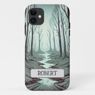 Mystiek bosgebied 's nachts gepersonaliseerd Case-Mate iPhone case