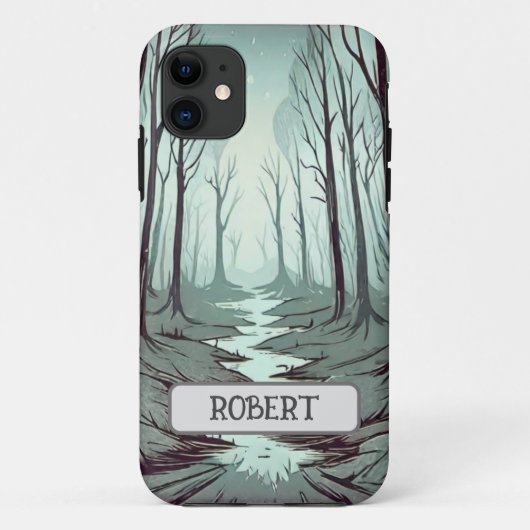 Mystiek bosgebied 's nachts gepersonaliseerd Case-Mate iPhone case (Achterkant)