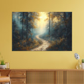 Mystiek bospad bij zonsopgang canvas afdruk (Insitu (Woonkamer))