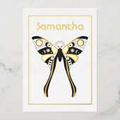 Mystiek Celestial Goud en Zilveren Mott Verjaardag Folie Uitnodiging (Voorkant)