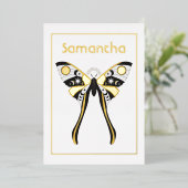 Mystiek Celestial Goud en Zilveren Mott Verjaardag Folie Uitnodiging (Staand Voorkant)