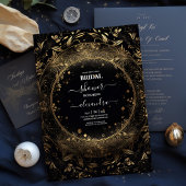 Mystiek Celestial Zwart en Gouden Bruid Kaart