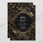 Mystiek Celestial Zwart en Gouden Bruid Kaart (Voorkant / Achterkant)