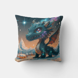 Mystiek Chibi Dragon Winterlandschap Kussen