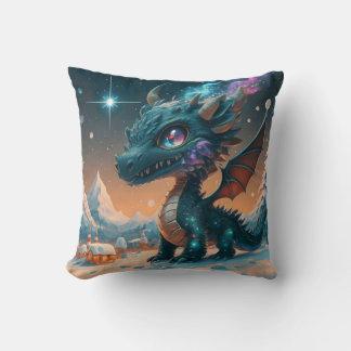 Mystiek Chibi Dragon Winterlandschap Kussen