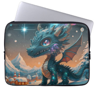 Mystiek Chibi Dragon Winterlandschap Laptop Sleeve