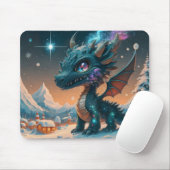 Mystiek Chibi Dragon Winterlandschap Muismat (Met muis)