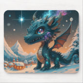 Mystiek Chibi Dragon Winterlandschap Muismat (Voorkant)