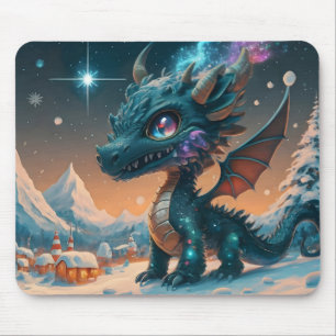 Mystiek Chibi Dragon Winterlandschap Muismat