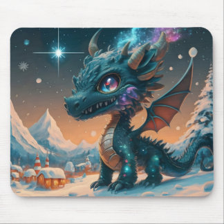 Mystiek Chibi Dragon Winterlandschap Muismat