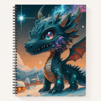 Mystiek Chibi Dragon Winterlandschap Notitieboek