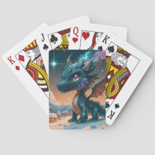 Mystiek Chibi Dragon Winterlandschap Pokerkaarten
