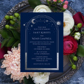 Mystiek Chique Blauw Zilveren Ster Maan Fotoruimte Kaart